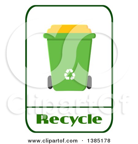 Clipart of a Cartoon Green Recycle Bin Sign - Royalty Free Vector Illustration by Hit Toon