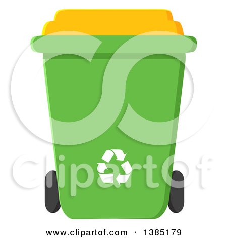 Clipart of a Cartoon Green Recycle Bin with White Arrows - Royalty Free Vector Illustration by Hit Toon
