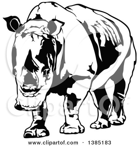 Clipart of a Black and White Rhinoceros - Royalty Free Vector Illustration by dero