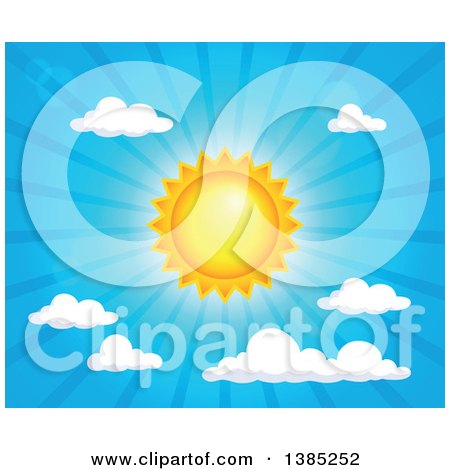 Clipart of a Shining Sun in the Sky - Royalty Free Vector Illustration by visekart