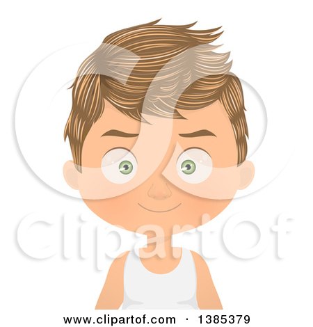 Clipart of a White Boy with a Brunette Hairstyle - Royalty Free Vector Illustration by Melisende Vector