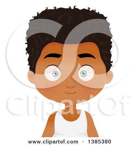 Clipart of a Black Boy with a Curly Hairstyle - Royalty Free Vector Illustration by Melisende Vector