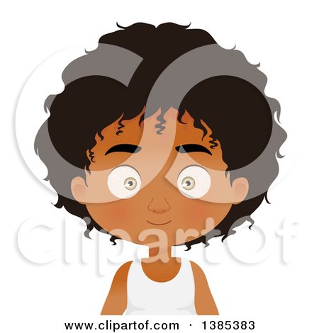 Clipart of a Black Boy with a Long Hairstyle - Royalty Free Vector Illustration by Melisende Vector