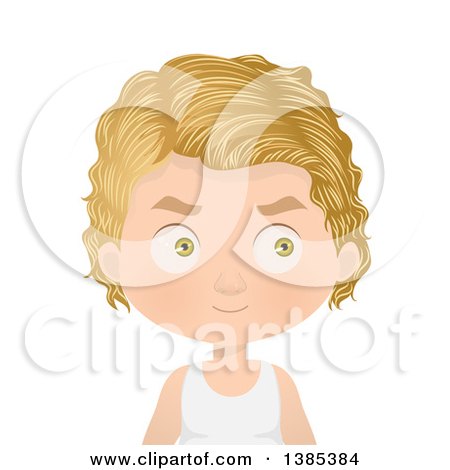 Clipart of a White Boy with a Blond Hairstyle - Royalty Free Vector Illustration by Melisende Vector