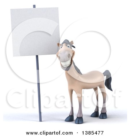 Clipart of a 3d Beige Horse, on a White Background - Royalty Free Illustration by Julos