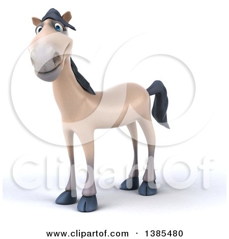 Clipart of a 3d Beige Horse, on a White Background - Royalty Free Illustration by Julos