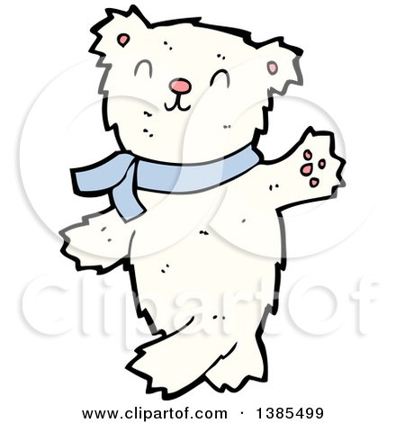 Clipart of a Cartoon Polar Bear Wearing a Scarf - Royalty Free Vector Illustration by lineartestpilot