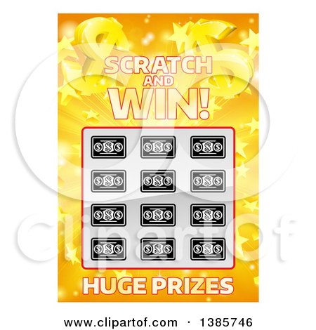Clipart of a Scratch and Win Lottery Ticket - Royalty Free Vector Illustration by AtStockIllustration