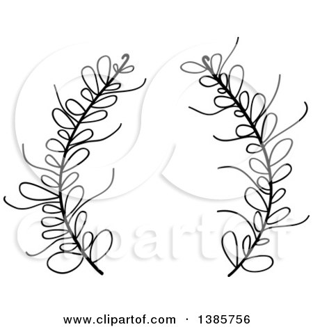 Clipart of a Black and White Laurel Wreath - Royalty Free Vector Illustration by ColorMagic