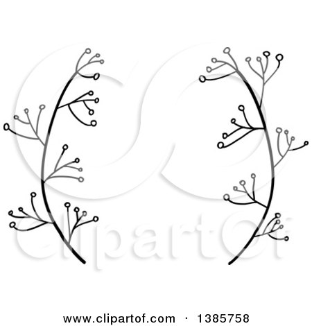 Clipart of a Black and White Laurel Wreath of Twigs - Royalty Free Vector Illustration by ColorMagic