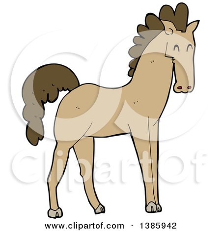 Clipart of a Cartoon Brown Horse - Royalty Free Vector Illustration by lineartestpilot