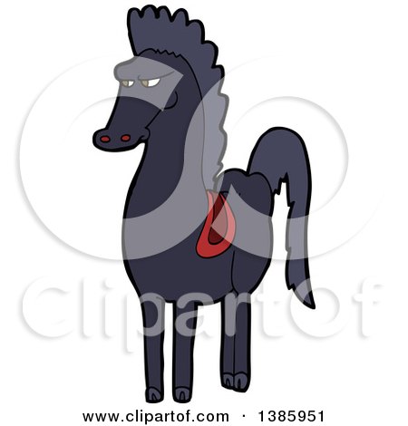 Clipart of a Cartoon Black Horse - Royalty Free Vector Illustration by lineartestpilot