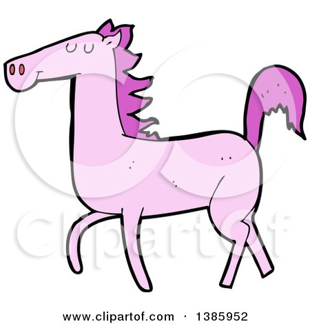 Clipart of a Cartoon Pink Horse - Royalty Free Vector Illustration by lineartestpilot