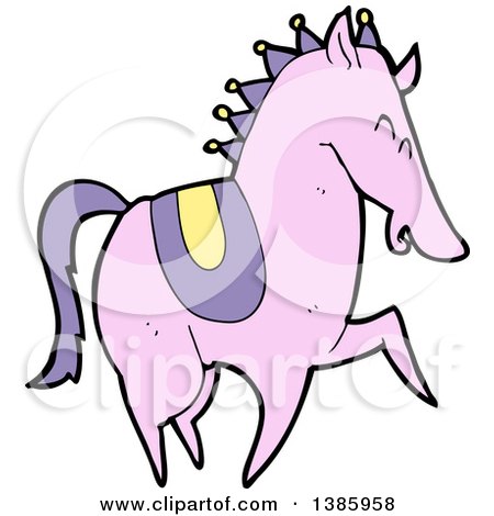 Clipart of a Cartoon Pink Horse - Royalty Free Vector Illustration by lineartestpilot