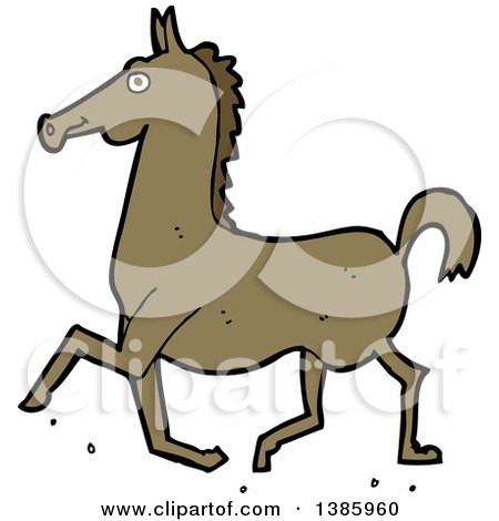 Clipart of a Cartoon Brown Horse - Royalty Free Vector Illustration by lineartestpilot