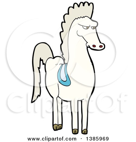 Clipart of a Cartoon White Horse - Royalty Free Vector Illustration by lineartestpilot