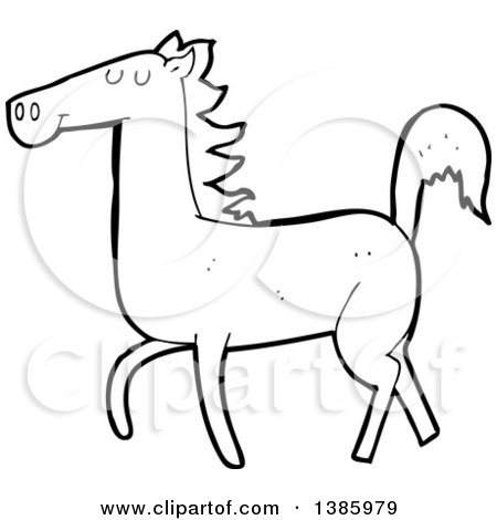 Cartoon Black and White Lineart Horse Posters, Art Prints by - Interior