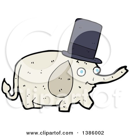 Clipart of a Cartoon Elephant Wearing a Top Hat - Royalty Free Vector Illustration by lineartestpilot