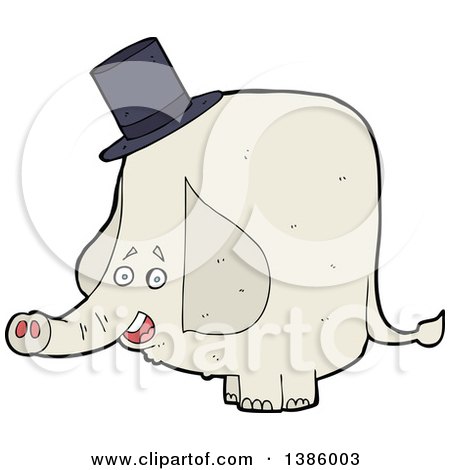 Clipart of a Cartoon Elephant Wearing a Top Hat - Royalty Free Vector Illustration by lineartestpilot