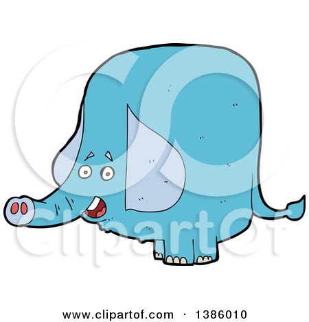 Clipart of a Cartoon Blue Elephant - Royalty Free Vector Illustration by lineartestpilot