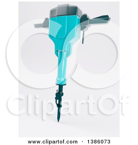 Clipart of a 3d Blue Jackhammer, on a Shaded Background - Royalty Free Illustration by KJ Pargeter