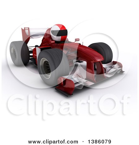 Clipart of a 3d Driver in a Forumula One Race Car, on a White Background - Royalty Free Illustration by KJ Pargeter