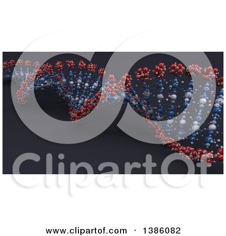 Clipart of a 3d DNA Strand on Dark Blue - Royalty Free Illustration by KJ Pargeter