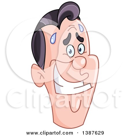Clipart of a Cartoon Sweating Embarassed White Man's Face - Royalty Free Vector Illustration by yayayoyo