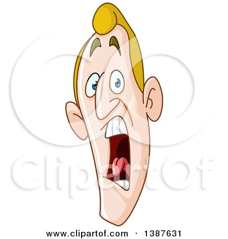 Clipart of a Cartoon Panicked Blond White Man's Face - Royalty Free Vector Illustration by yayayoyo