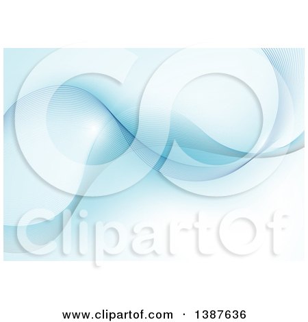 Clipart of a Blue Wave Background - Royalty Free Illustration by dero