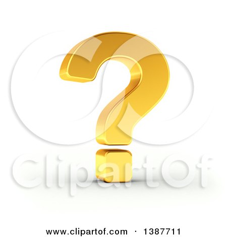 Clipart of a 3d Golden Question Mark, on a Shaded White Background, with Clipping Path - Royalty Free Illustration by stockillustrations