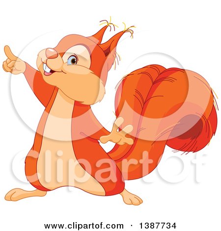 Clipart of a Cute Happy Squirrel Pointing - Royalty Free Vector Illustration by Pushkin