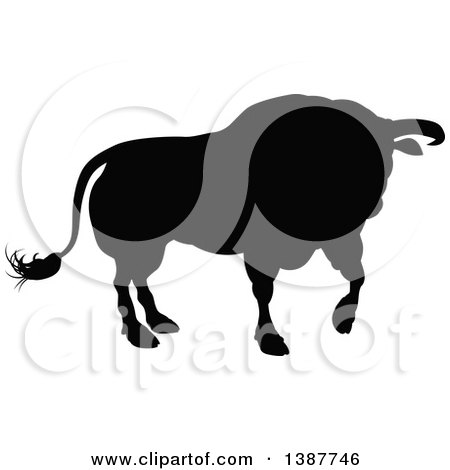 Clipart of a Silhouetted Black Bull - Royalty Free Vector Illustration by AtStockIllustration