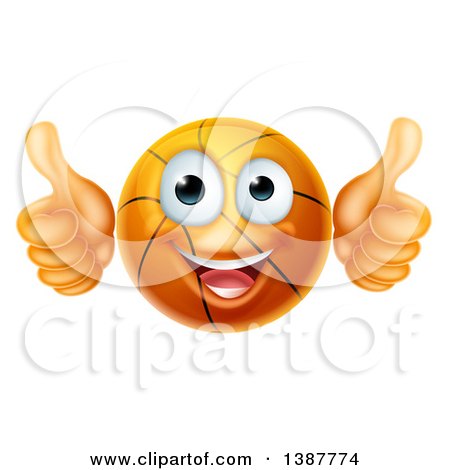 Clipart of a Cartoon Happy Basketball Character Giving Two Thumbs up - Royalty Free Vector Illustration by AtStockIllustration