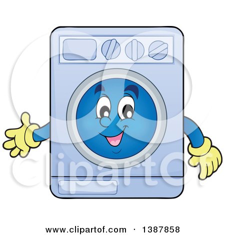 Clipart of a Cartoon Happy Laundry Washing Machine Character - Royalty Free Vector Illustration by visekart