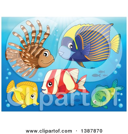 Clipart of Saltwater Marine Fish Under the Sea - Royalty Free Vector Illustration by visekart