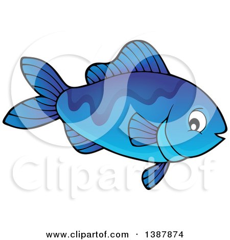 Clipart of a Blue Saltwater Marine Fish - Royalty Free Vector Illustration by visekart