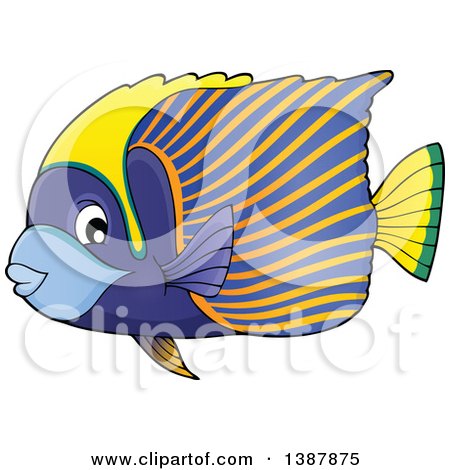 Clipart of a Striped Saltwater Marine Fish - Royalty Free Vector Illustration by visekart