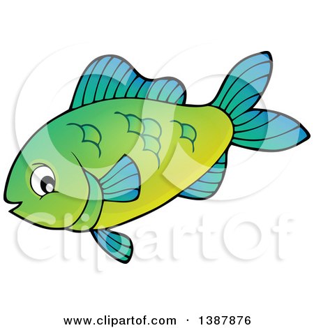 Clipart of a Green Saltwater Marine Fish - Royalty Free Vector Illustration by visekart