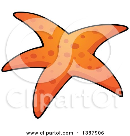 Clipart of a Spotted Orange Starfish - Royalty Free Vector Illustration by visekart