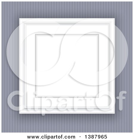 Clipart of a Blank White Picture Frame on a Striped Wall - Royalty Free Vector Illustration by KJ Pargeter