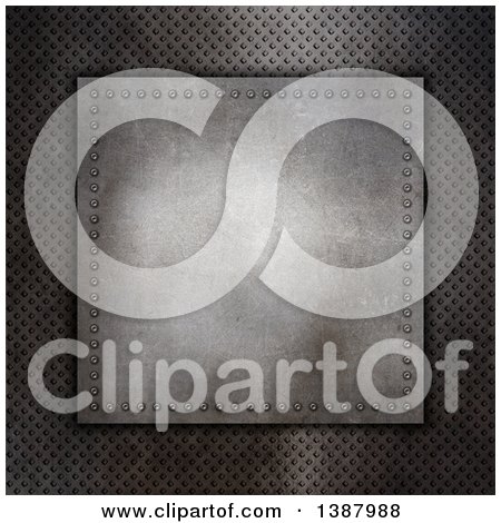 Clipart of a Metal Plaque over a Texture - Royalty Free Illustration by KJ Pargeter