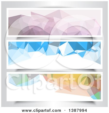 Clipart of Abstract Low Poly Geometric Website Banners - Royalty Free Vector Illustration by KJ Pargeter