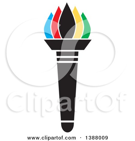 Clipart of an Olympic Torch with Colorful Flames - Royalty Free Vector Illustration by Johnny Sajem