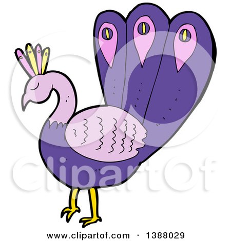 Clipart of a Cartoon Peacock Bird - Royalty Free Vector Illustration by lineartestpilot