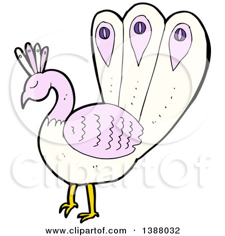 Clipart of a Cartoon Peacock Bird - Royalty Free Vector Illustration by lineartestpilot