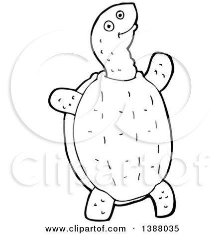 Clipart of a Cartoon Black and White Lineart Tortoise Turtle - Royalty Free Vector Illustration by lineartestpilot