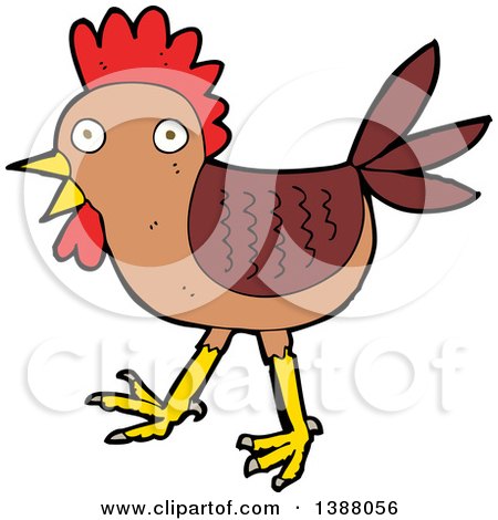 Clipart of a Cartoon Rooster Chicken - Royalty Free Vector Illustration by lineartestpilot