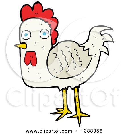 Clipart of a Cartoon Rooster Chicken - Royalty Free Vector Illustration by lineartestpilot