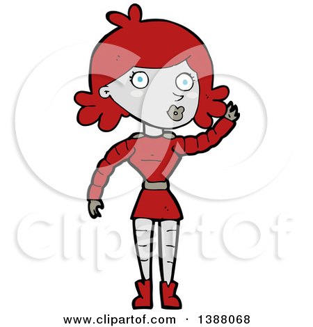 Clipart of a Cartoon Female Robot - Royalty Free Vector Illustration by lineartestpilot